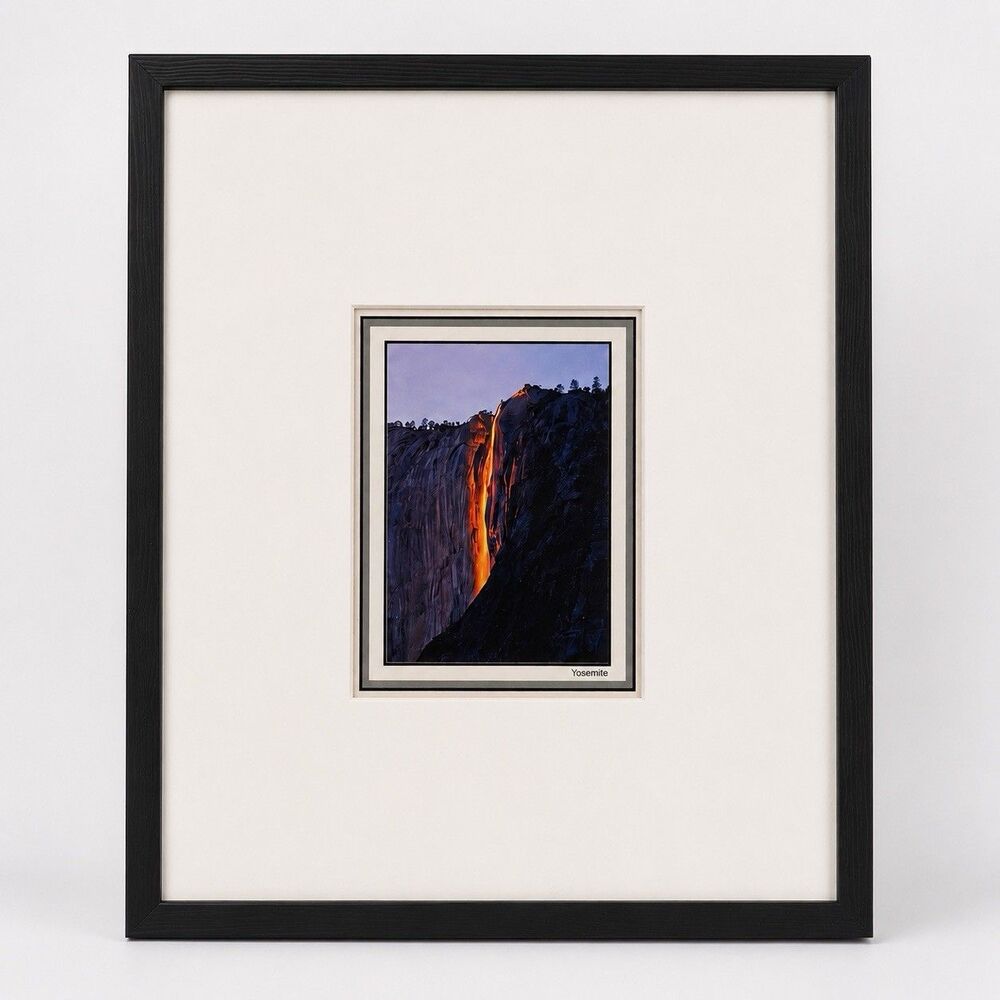 Yosemite Firefall Framed Photo Print Matted Black Frame 15.5x12.5 Wall Decor